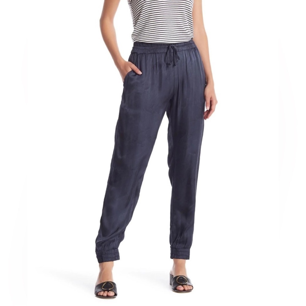 Satin Joggers - Young Fabulous & Broke Ollie Satin Jogger Pants Navy Small